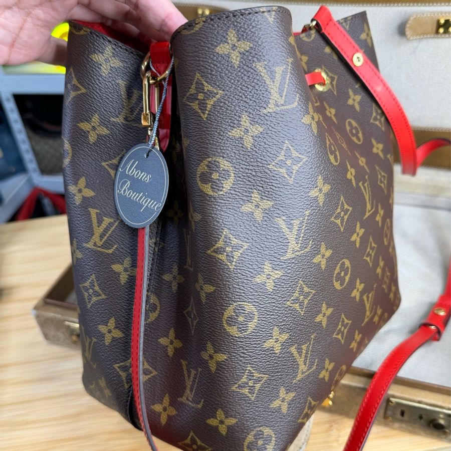 Louis Vuitton 原花Neonoe MM水桶包/紅🏖️經典之作-5