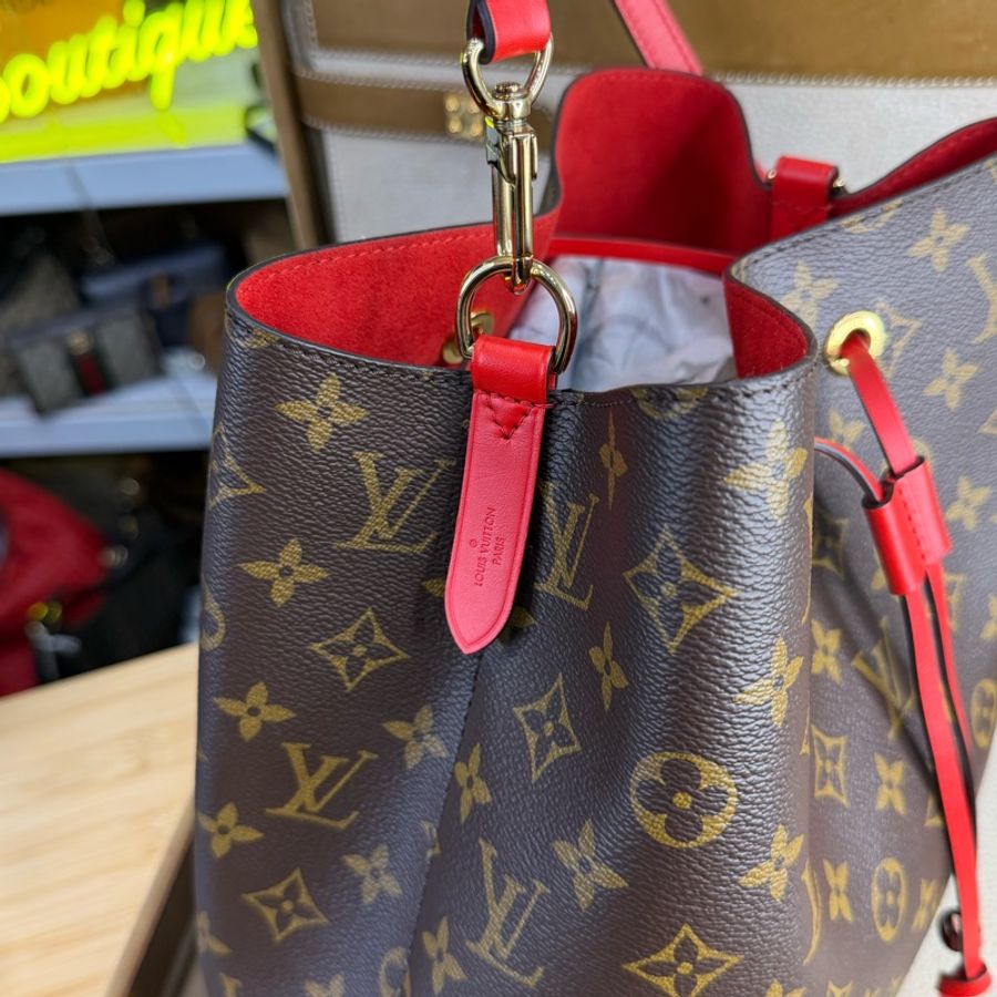 Louis Vuitton 原花Neonoe MM水桶包/紅🏖️經典之作-15