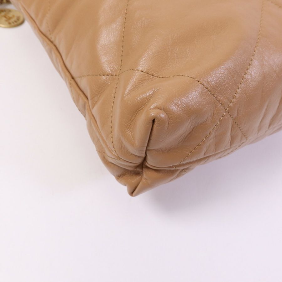 CHANEL 牛皮皮革C22 Small金扣鏈帶肩背袋-11