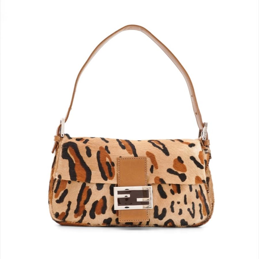 中古Fendi 豹紋馬毛法棍包-1