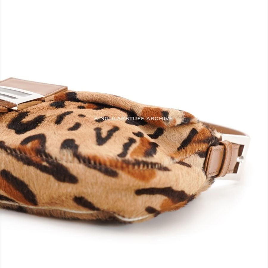 中古Fendi 豹紋馬毛法棍包-12