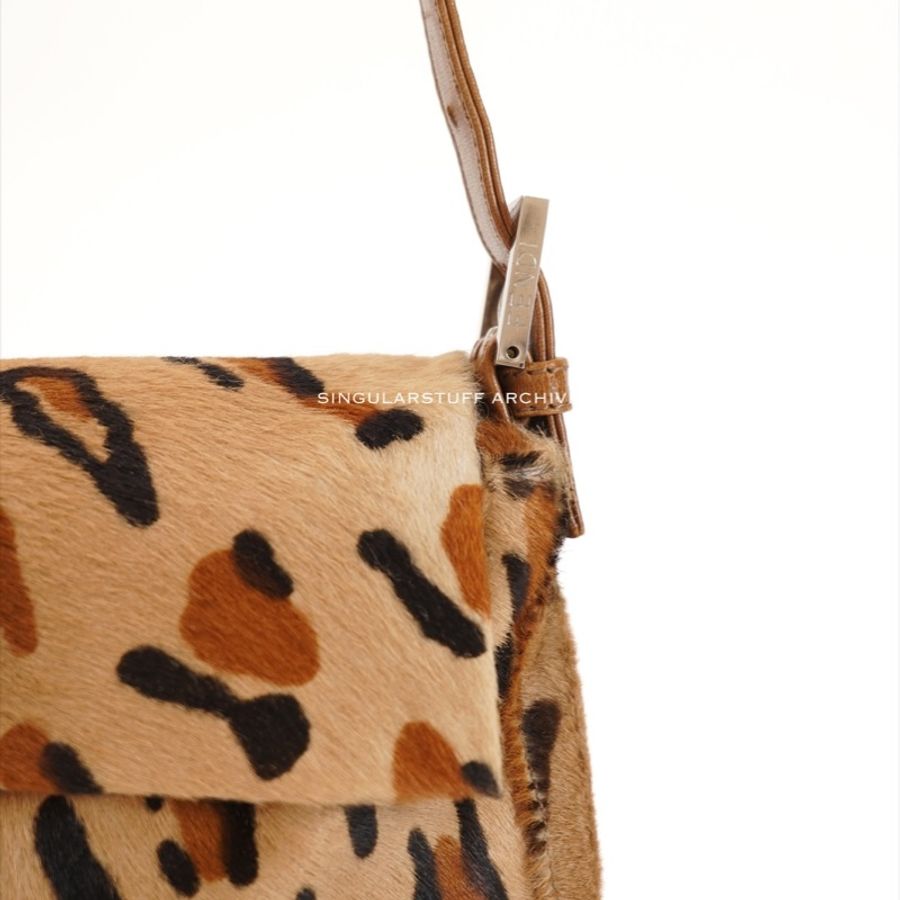 中古Fendi 豹紋馬毛法棍包-18