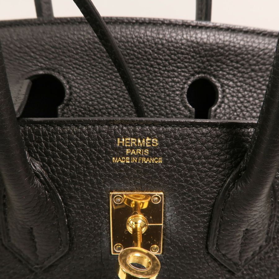 HERMES Togo皮革Birkin 25金扣手挽袋Noir-5