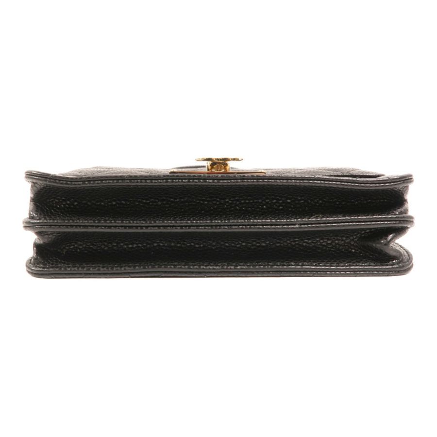 CHANEL 牛皮皮革Chain Shoulder金扣鏈帶肩背袋-3