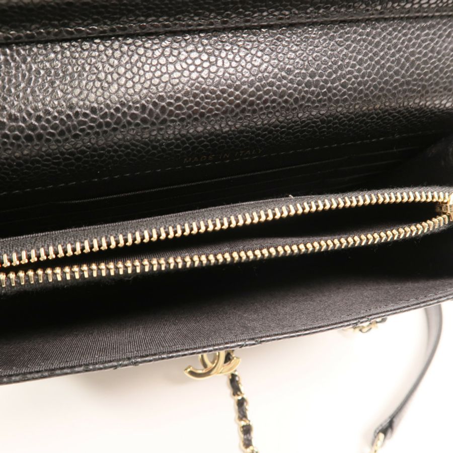 CHANEL 牛皮皮革Chain Shoulder金扣鏈帶肩背袋-4
