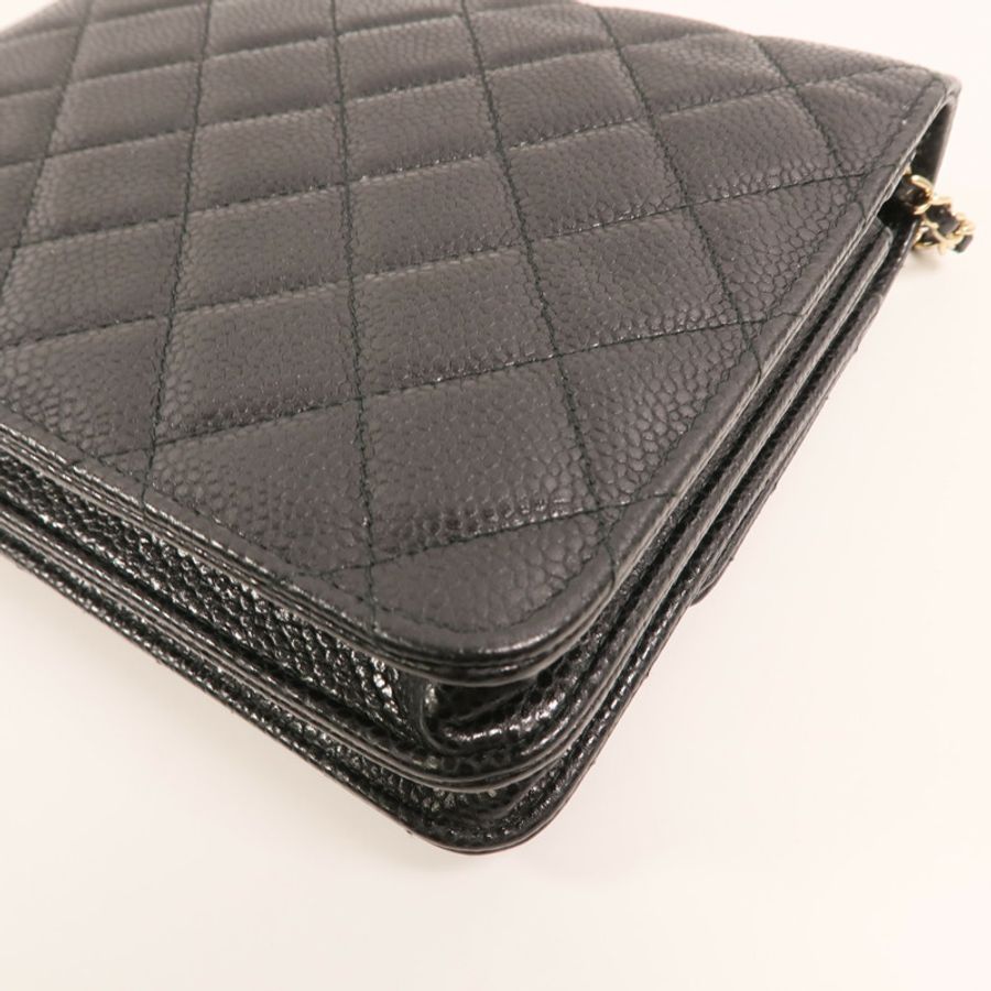 CHANEL 牛皮皮革Chain Shoulder金扣鏈帶肩背袋-13