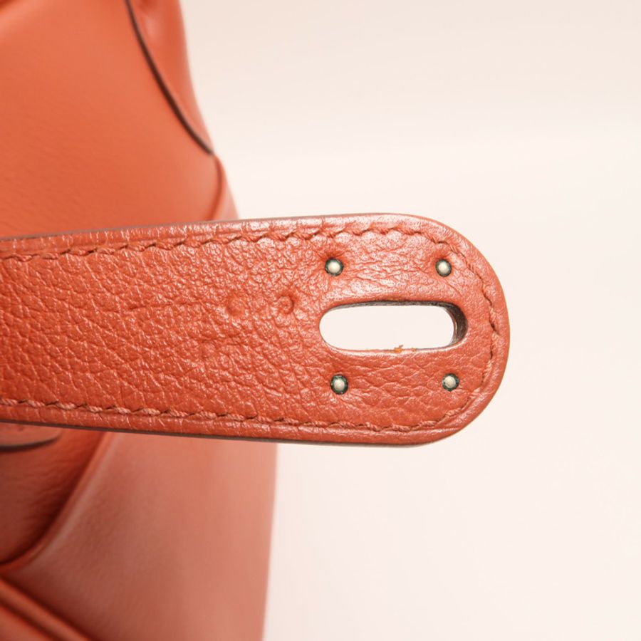 HERMES Evercolor皮革Lindy 30銀扣手挽肩背兩用袋Brique-6