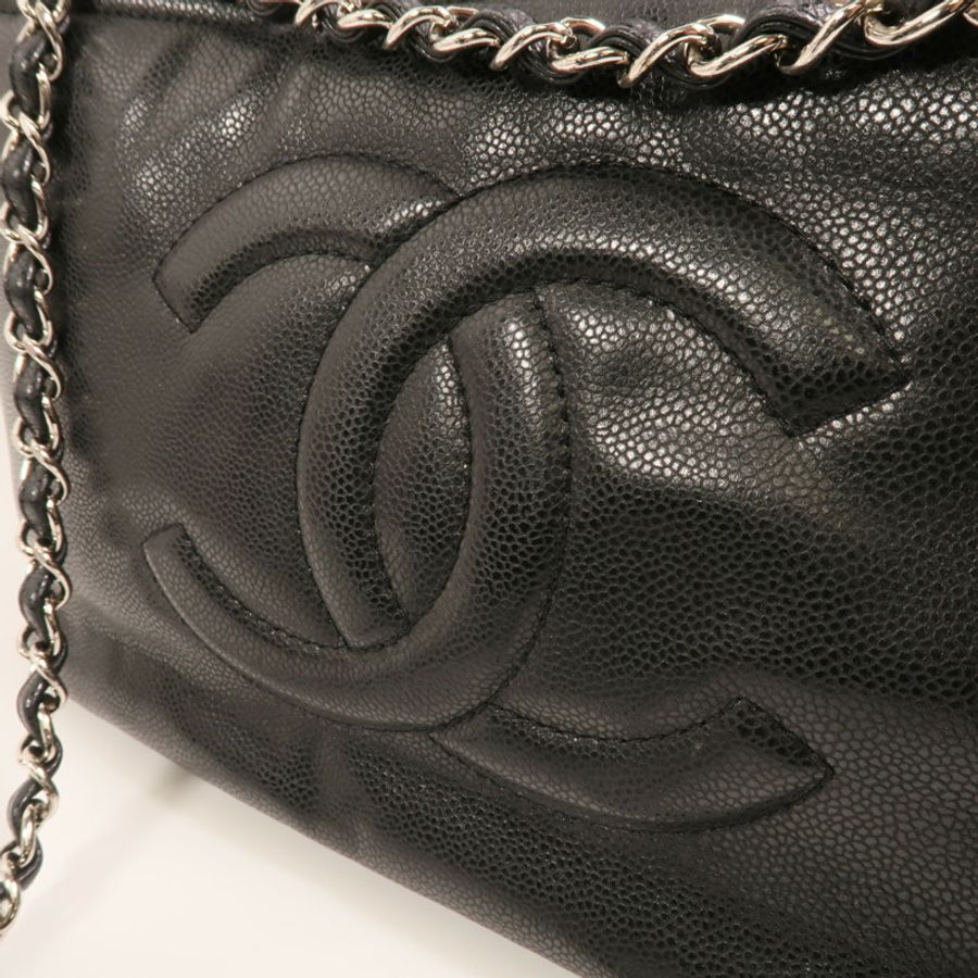 CHANEL 牛皮皮革Chain Shoulder Bag銀扣鏈帶肩背袋-14