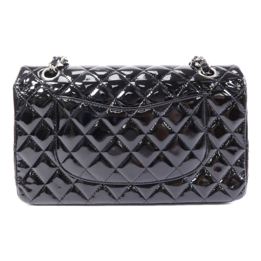 CHANEL 漆皮皮革Classic 25銀扣鏈帶肩背袋-1