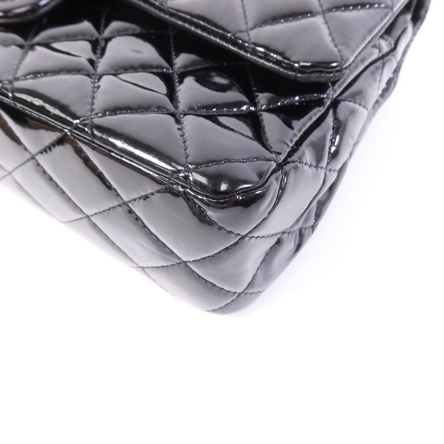 CHANEL 漆皮皮革Classic 25銀扣鏈帶肩背袋-10