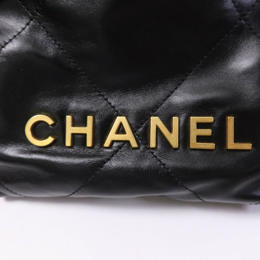CHANEL 牛皮皮革C22 Mini金扣鏈帶手挽肩背兩用袋-7