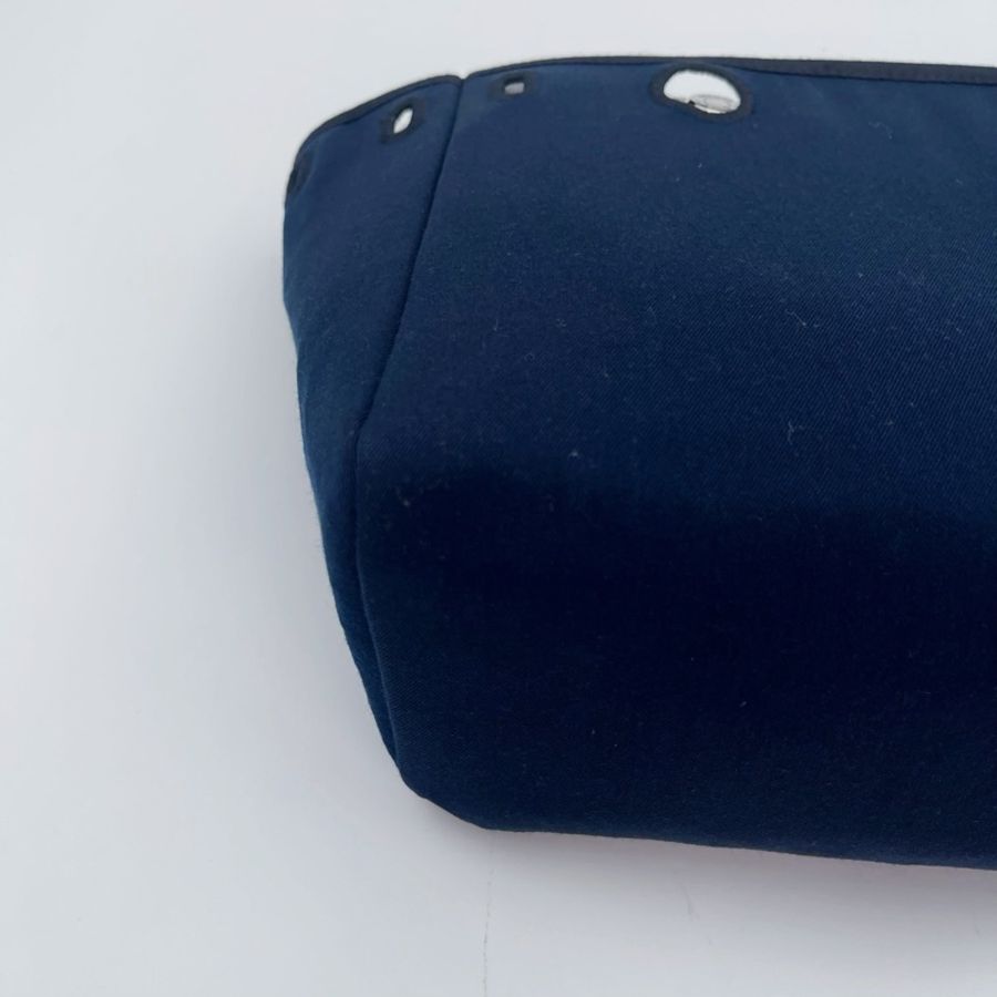 「JL精品代購」愛馬仕黑/深藍色herbag cabas帆布拼皮手提單肩托特包-20