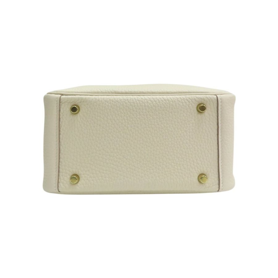 奶昔白 Clemence牛皮 Mini Lindy 肩背包 Z刻 金釦【HERMES 愛馬仕】 H079086CC-3