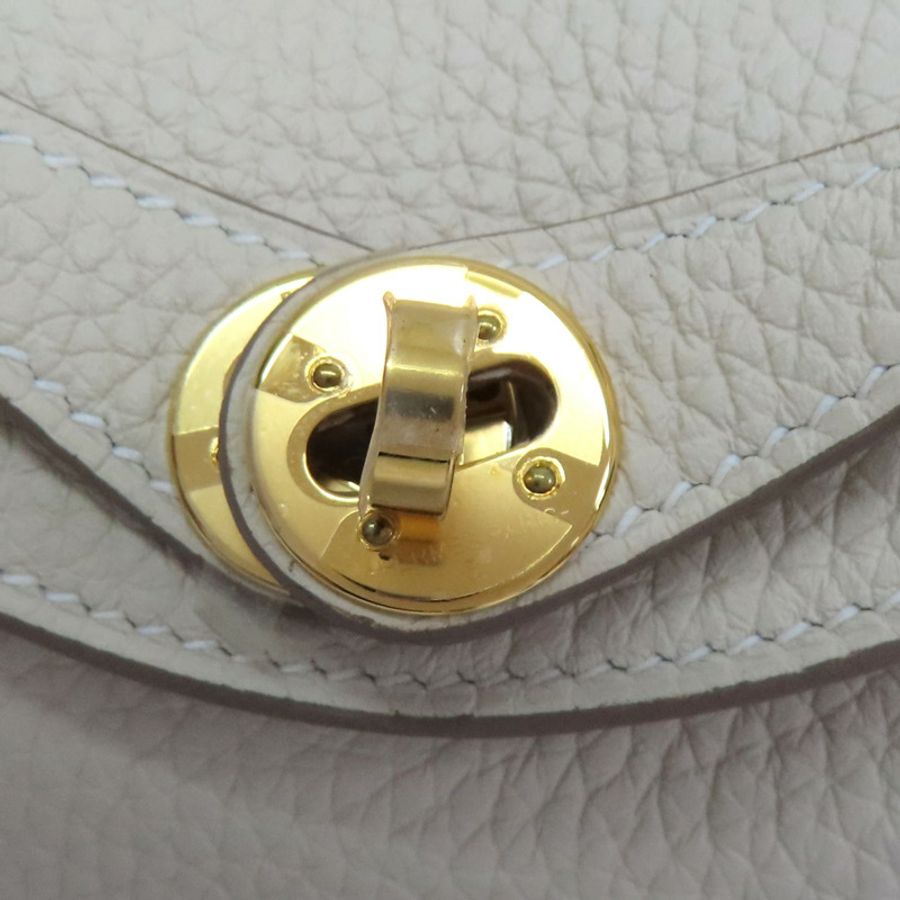 奶昔白 Clemence牛皮 Mini Lindy 肩背包 Z刻 金釦【HERMES 愛馬仕】 H079086CC-6