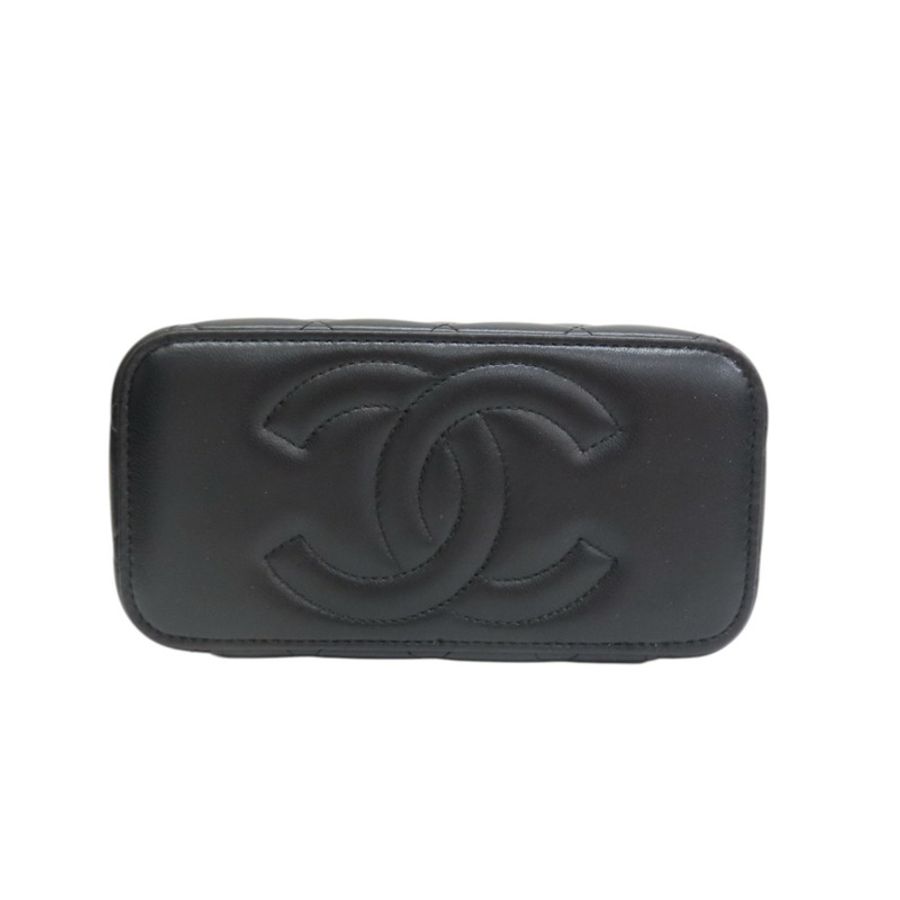 黑色 菱格紋 羊皮 Vanity Case 化妝 鍊帶 肩背包【CHANEL 香奈兒】 AP2199-3