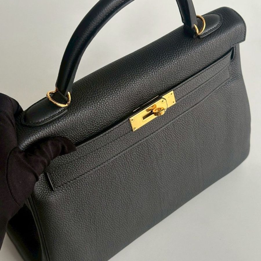 98新✨ Hermès 愛馬仕 Kelly 32 黑色金釦-8