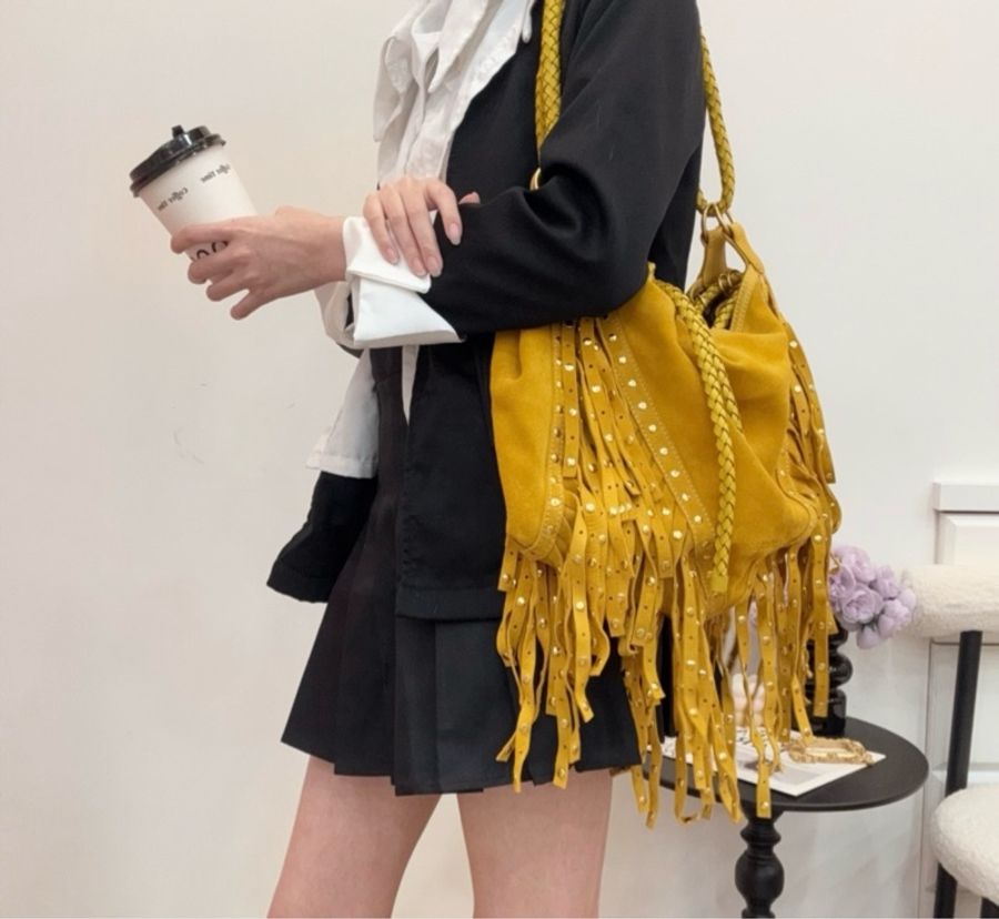 【赫蒂國際精品】 Loewe 羅意威 黃色絨面革 (Suede) 手提包 vintage-2