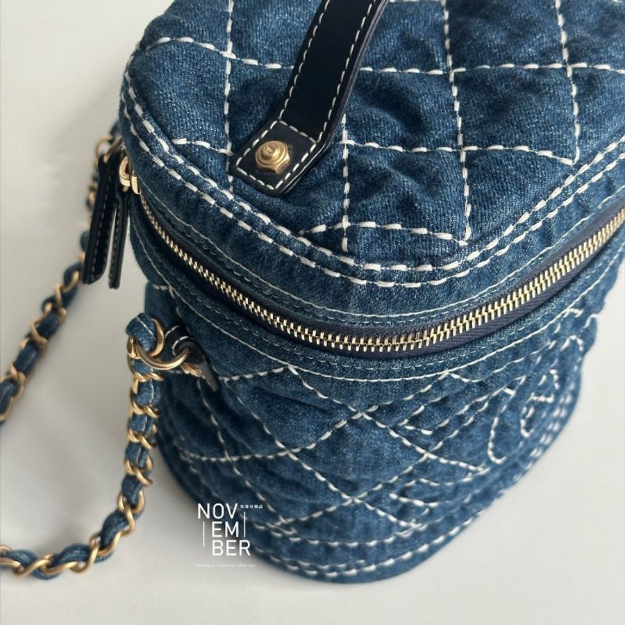 98新💙 保卡款 Chanel 香奈兒 牛仔手柄水桶包-1