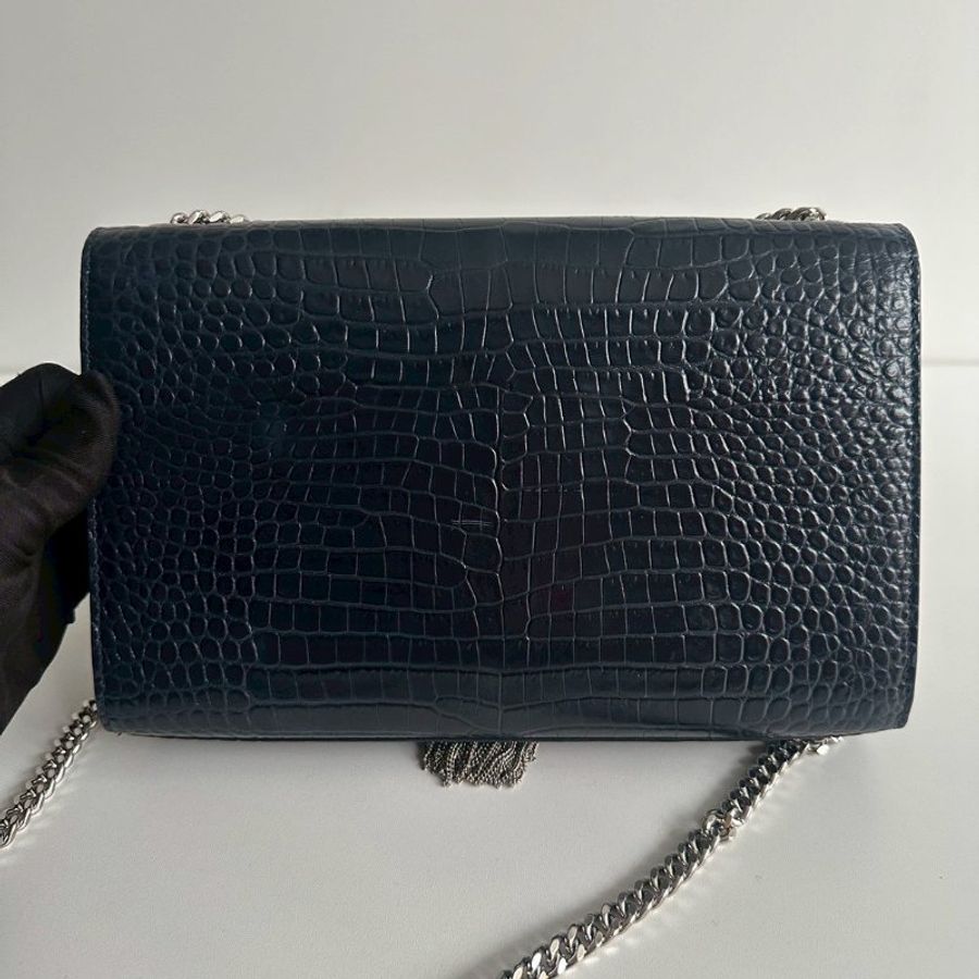 99新🆕 有購證🙌🏻 Saint Laurent YSL 聖羅蘭 流蘇包 深藍色銀釦-15