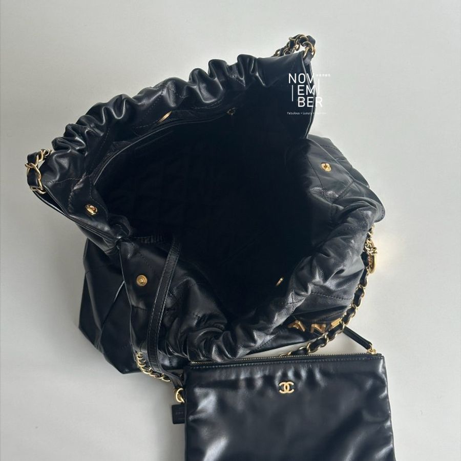 99新🆕 芯片款🖤 Chanel 香奈兒 22 bag 中號 黑色金釦-3