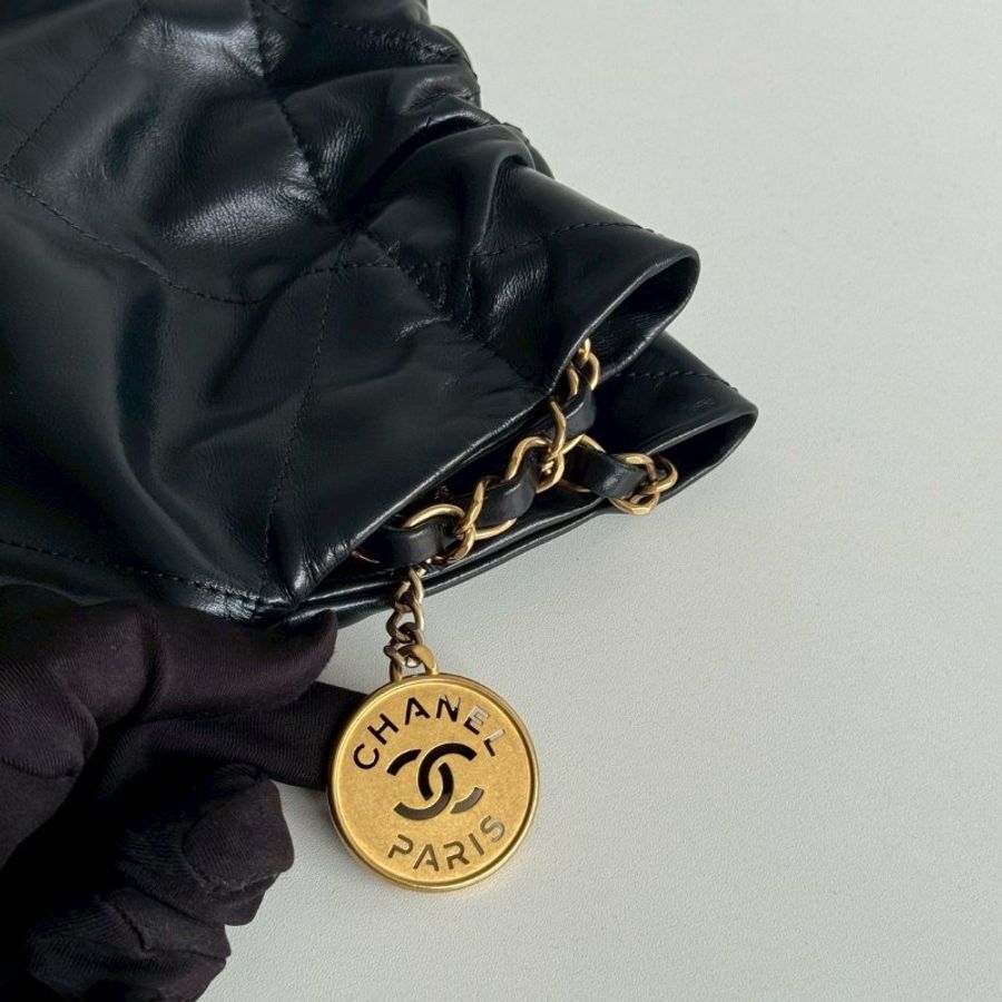 99新🆕 芯片款🖤 Chanel 香奈兒 22 bag 中號 黑色金釦-10