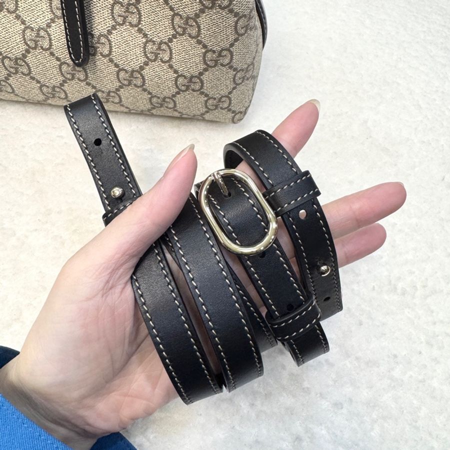 Gucci古馳GG原花PVC牛皮拼接Emblem中號托特包肩背斜背包815214-25