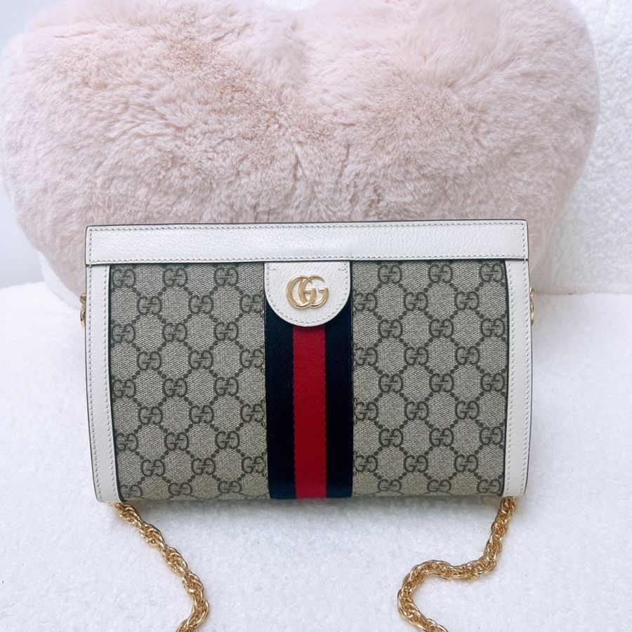 Gucci ophidia hobo 白色老花鏈條包-0