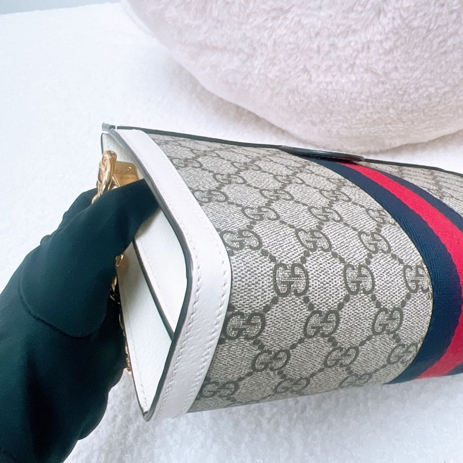 Gucci ophidia hobo 白色老花鏈條包-6