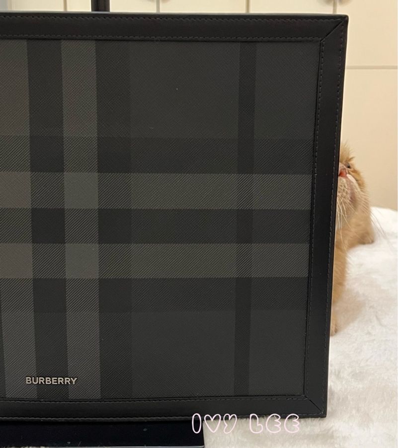 BURBERRY 黑 炭灰色 格紋拉鍊 手拿包 電腦包 正品 二手精品-22