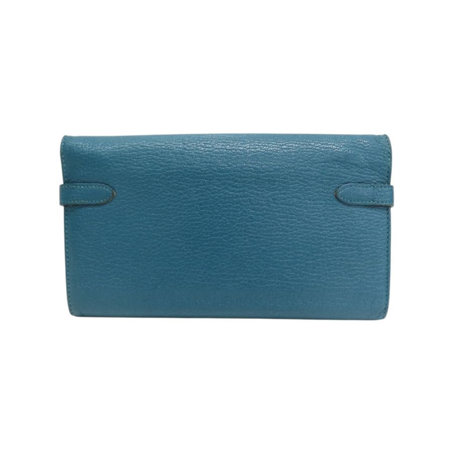 孔雀綠 Chevre山羊皮 Kelly Wallet 兩折長夾 銀扣 D刻【HERMES 愛馬仕】 H051300CK-1