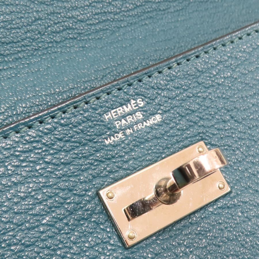 孔雀綠 Chevre山羊皮 Kelly Wallet 兩折長夾 銀扣 D刻【HERMES 愛馬仕】 H051300CK-6