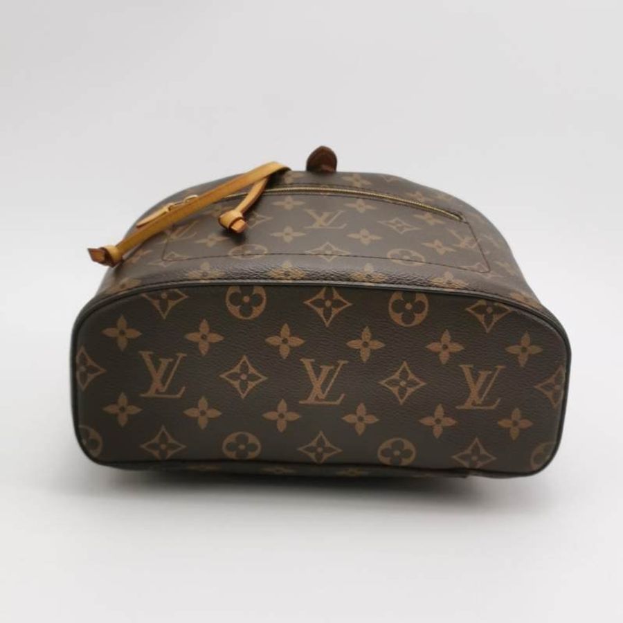 Louis Vuitton (LV) Montsouris植鞣革Monogram印花抽繩雙肩包晶片款-5