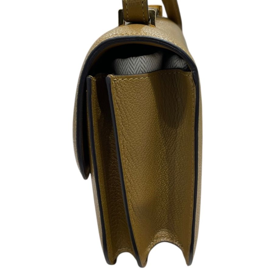 HERMES 愛馬仕 CONSTANCE MINI 康康包 18CM 山羊皮 CRAFT 拿鐵色系 金釦 W刻-4