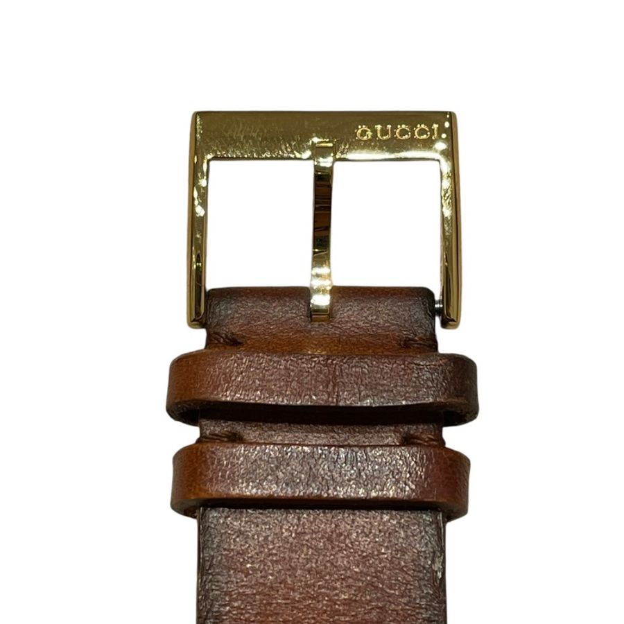 GUCCI 古馳 G-TIMELESS YA126497 38mm 虎頭系列 石英腕錶 皮革 棕色 金色-6