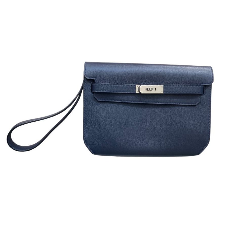 HERMES KELLY DEPECHES 25 手拿包 Epsom皮革 海軍藍 銀色金具-21