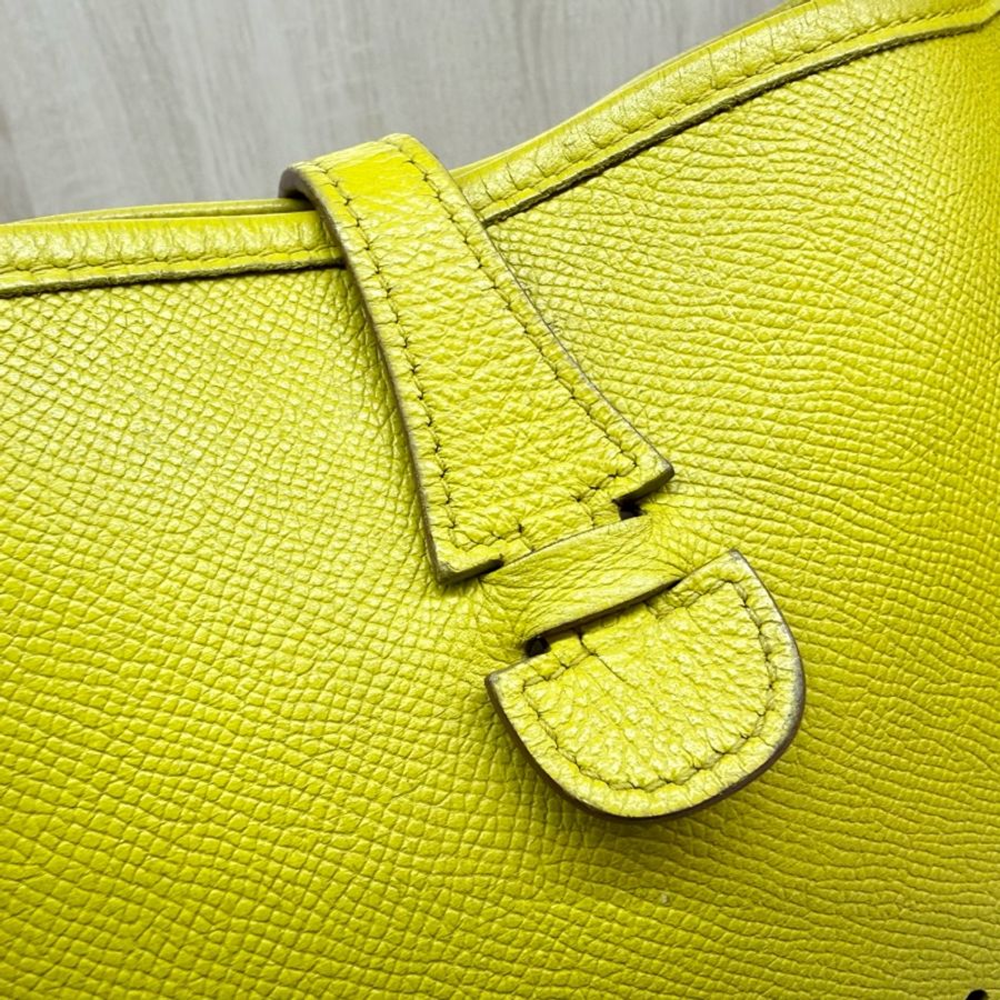 HERMES 💛9R萊姆黃EPSOM皮Evelyne29cm-8