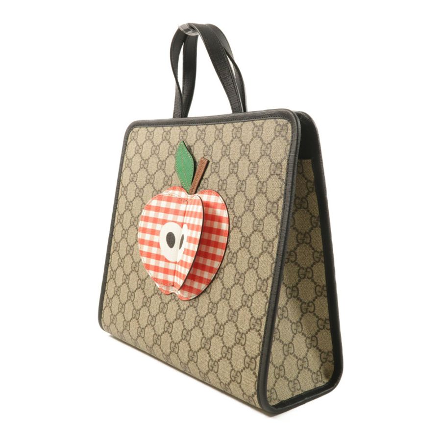 GUCCI 塗層帆布/牛皮皮革Tote Bag銀扣手挽袋-2