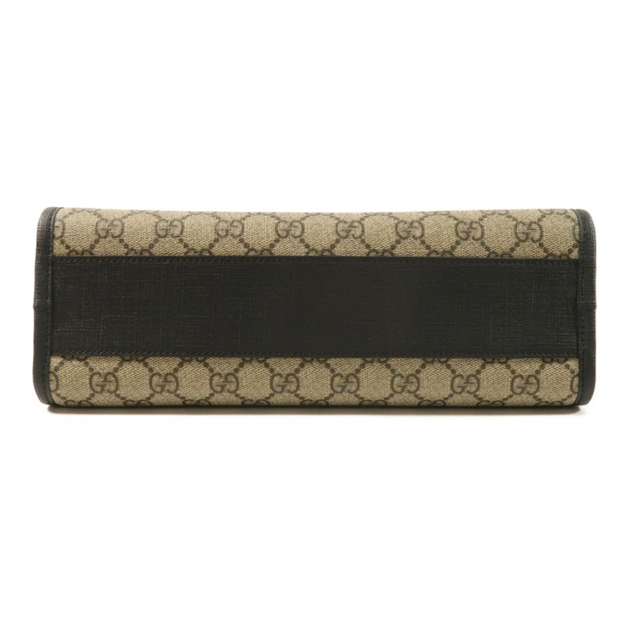 GUCCI 塗層帆布/牛皮皮革Tote Bag銀扣手挽袋-3