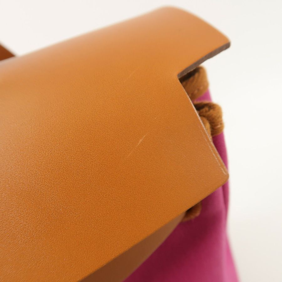 HERMES 帆布Herbag PM銀扣手挽肩背兩用袋Magnolia-16