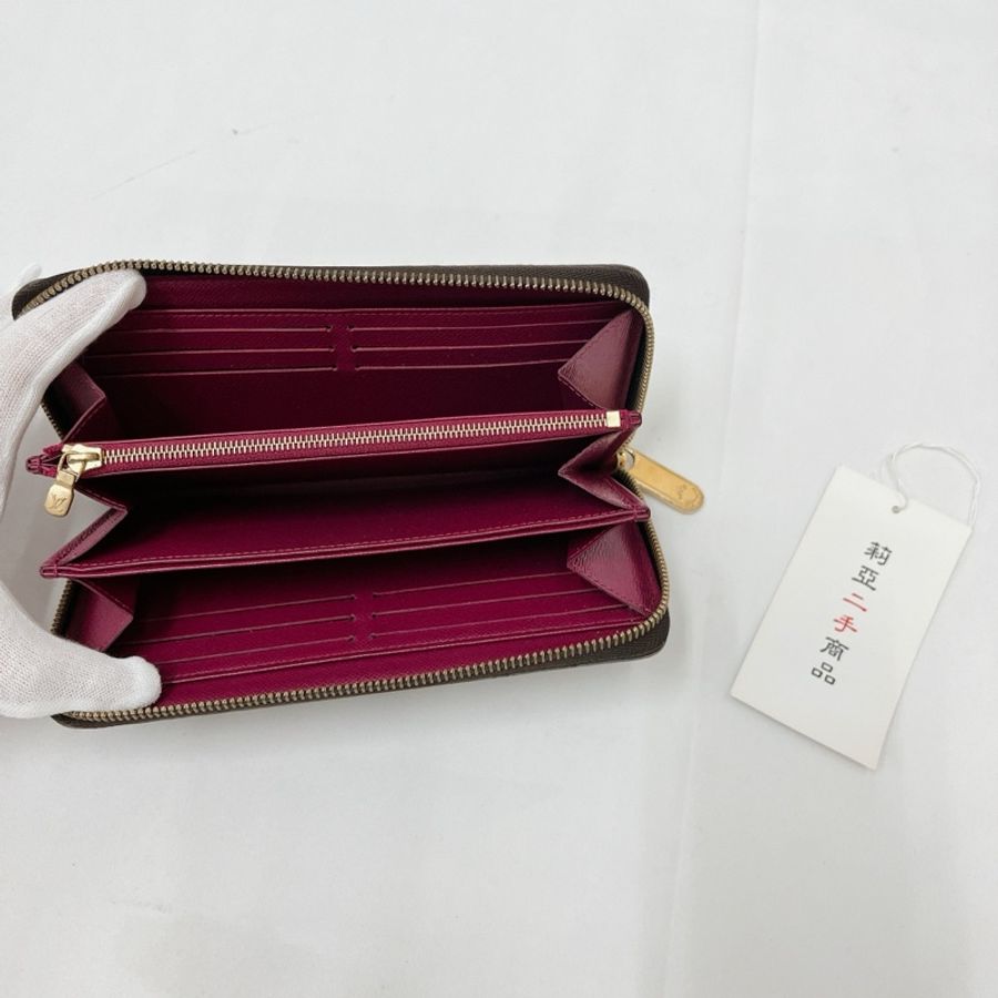 莉亞精品♡ LV M41895 ㄇ拉老花長夾 紫紅 二手-11