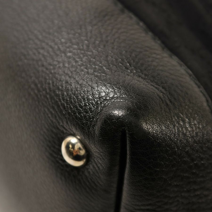 GUCCI 尼龍/牛皮皮革Tote Bag銀扣手挽袋-11