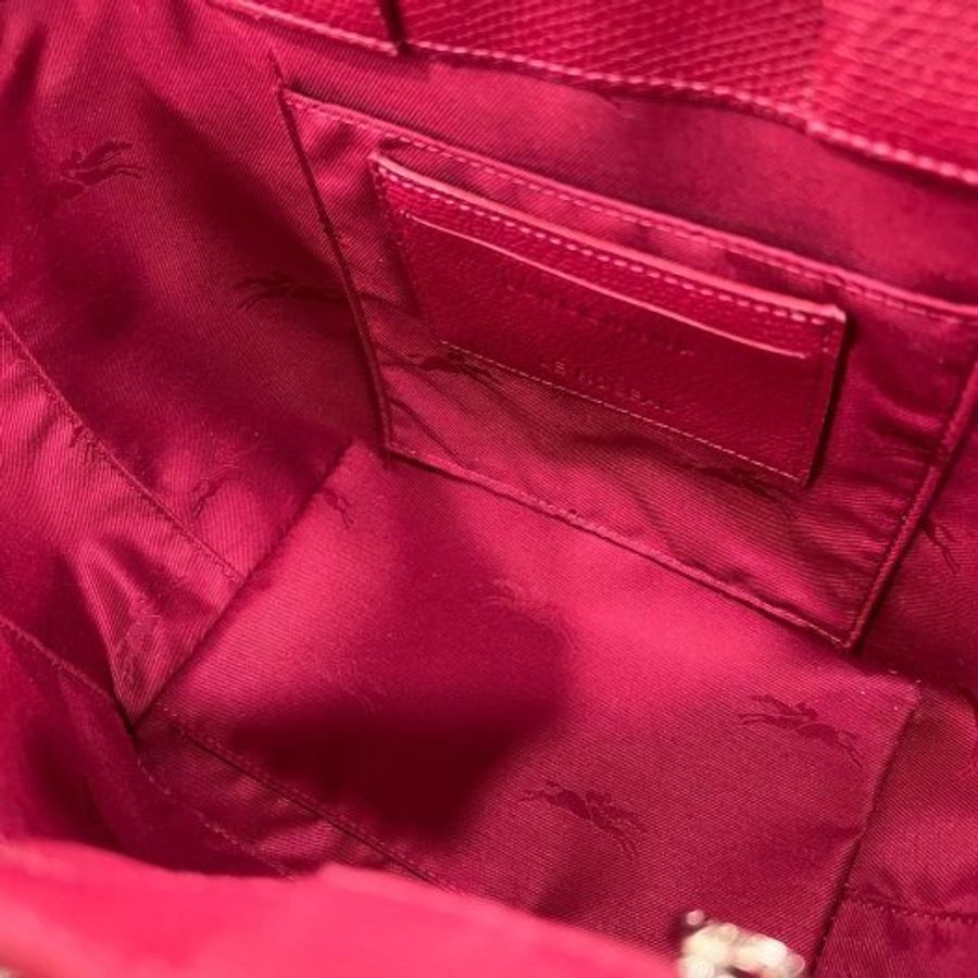 東區正精品㊣LONGCHAMP Le Roseau 桃紅色牛皮金屬竹節扣手提包斜背包兩用包小款10273 HFP RZ6315-3