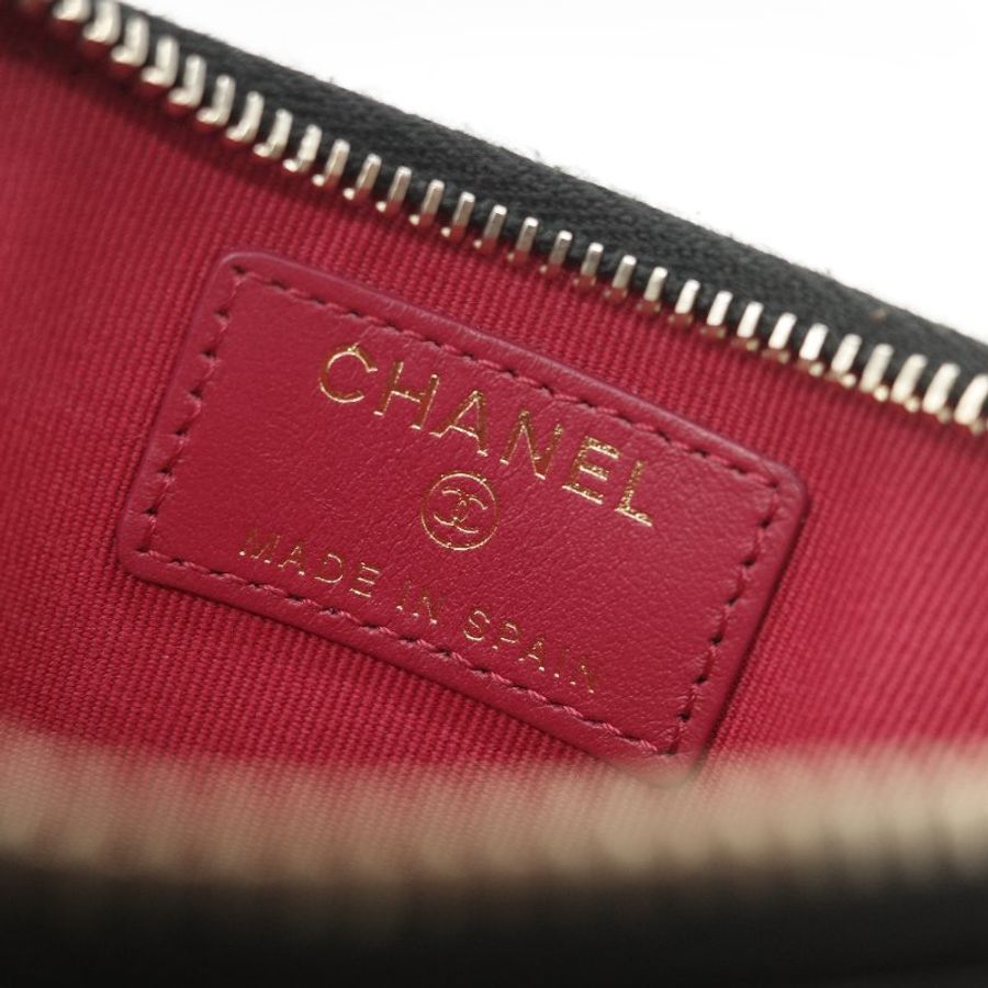 (大全配♥️)Chanel 香奈兒 19 大菱格紋 黑色羊皮 拉鍊 零錢包(卡位+零錢位)-13
