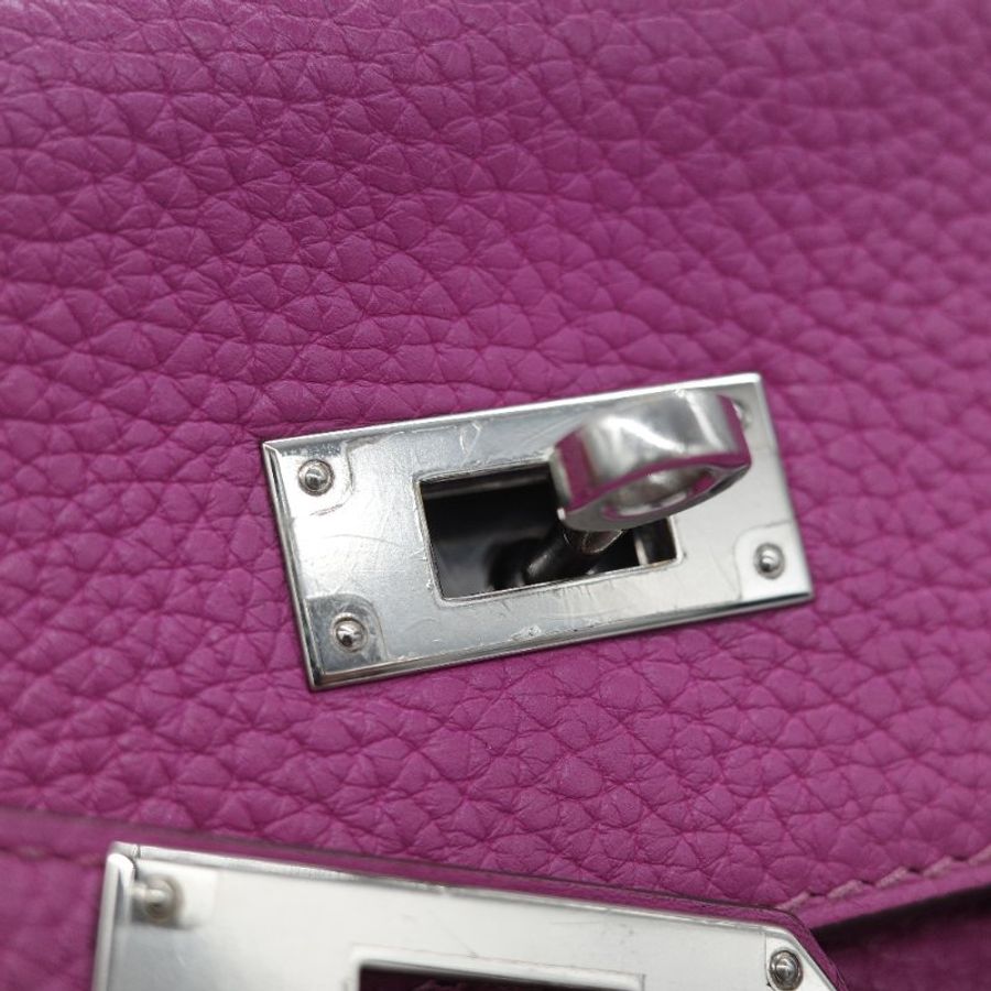 Hermès 愛馬仕 Kelly 28 凱莉 28 玉蘭粉 TOGO 牛皮 銀扣 手提包 斜背 兩用包-16