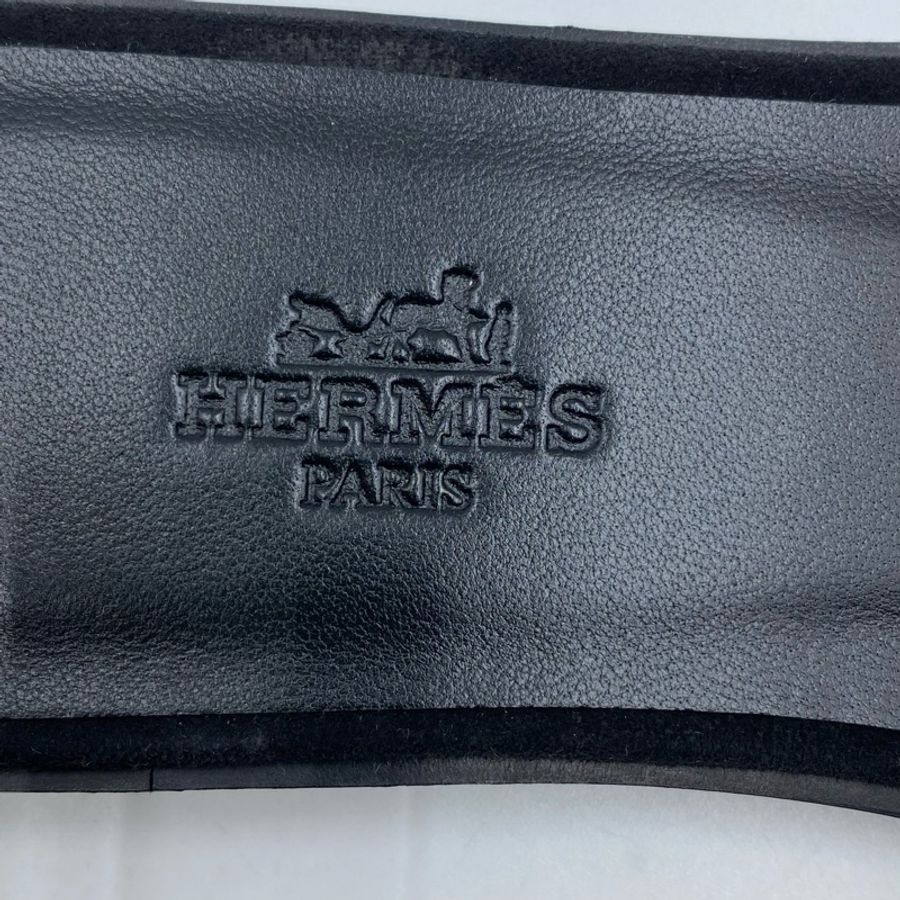 仅试穿 愛馬仕/Hermes 黑色鑽面拖鞋 36碼-5