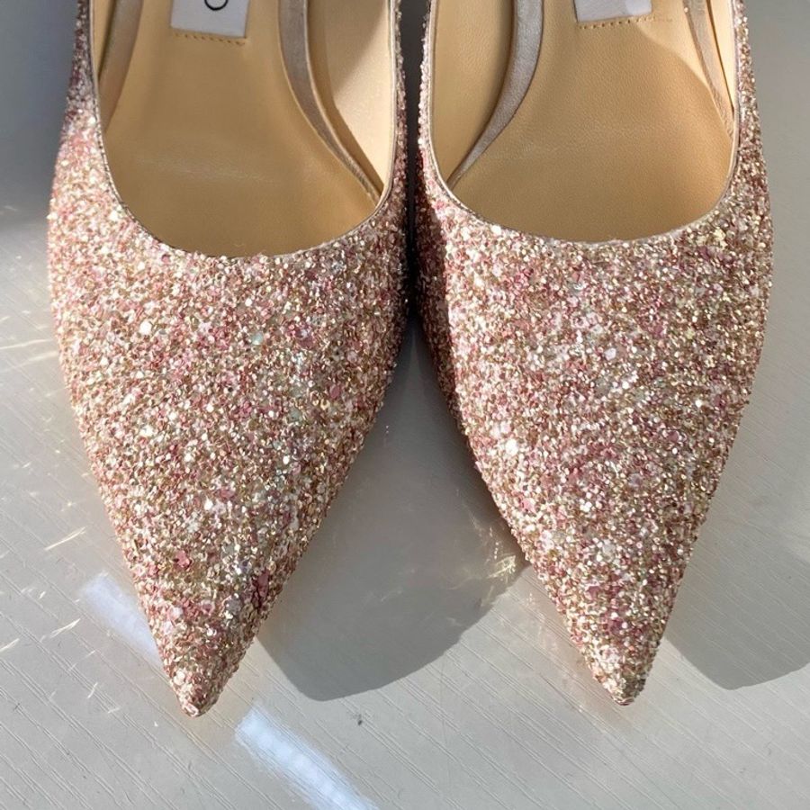 99新Jimmy Choo love系列 櫻花粉 尖頭細跟 高跟鞋 36碼-3