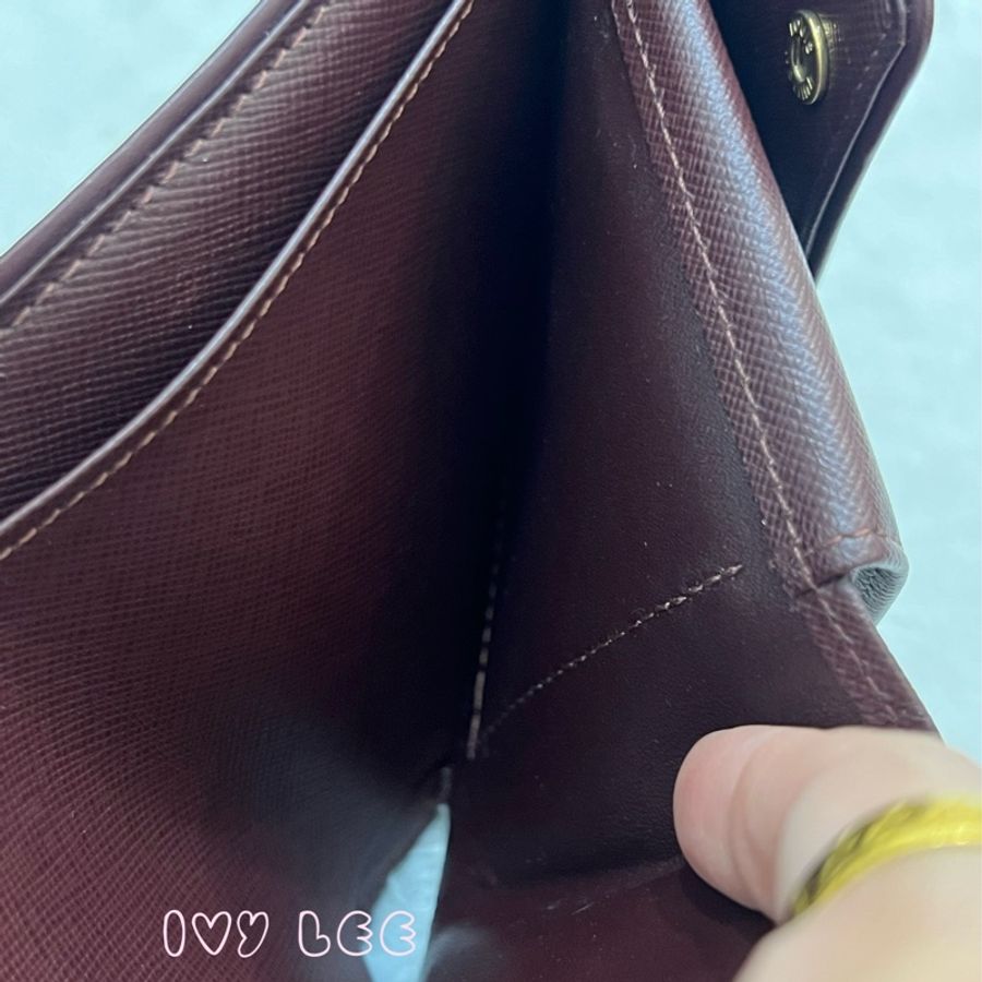 LOUIS VUITTON  Monogram單寧 短夾 櫻桃紅 M92241正品 二手精品-8