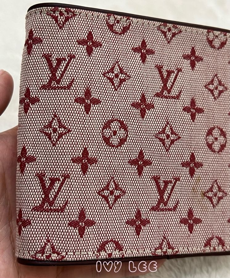 LOUIS VUITTON  Monogram單寧 短夾 櫻桃紅 M92241正品 二手精品-25