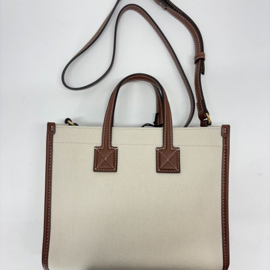 ⏰限時特賣價🌺Burberry 80441431 Freya 迷你雙色帆布拚皮芙蕾雅包 付長肩帶 棕色-13