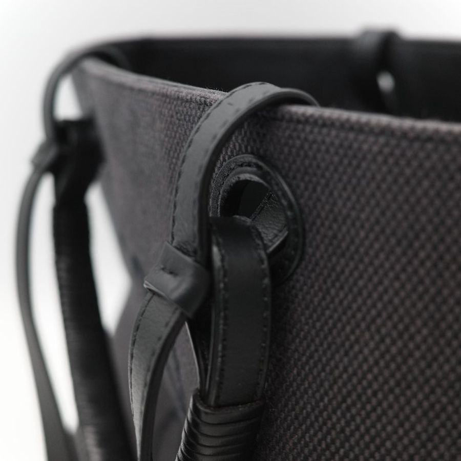 Loewe 羅威 Anagram 碳黑色 Tote Bag 帆布拼皮革 單肩包 手提袋 托特包-27